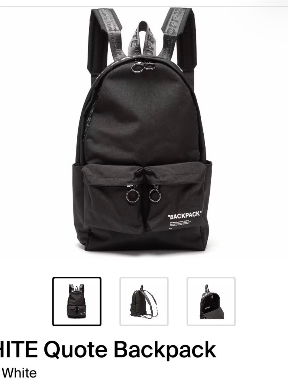 Off-White Black Backpack with "BACKPACK" Quote